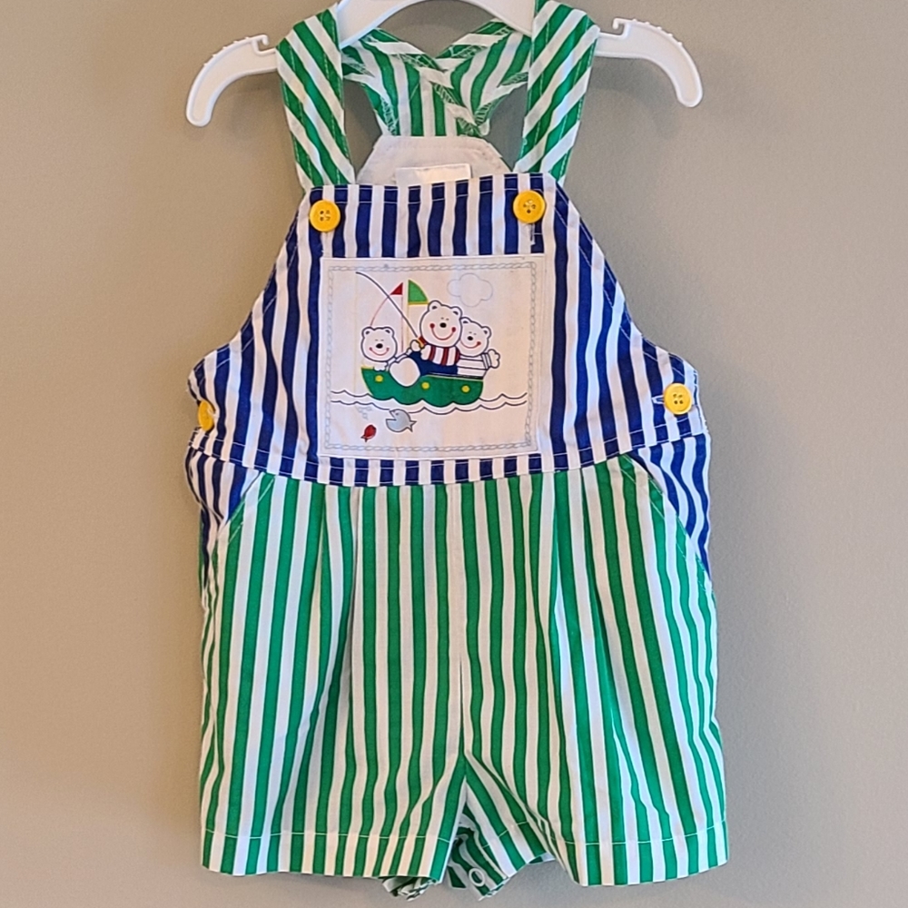 Vintage striped cotton shortalls